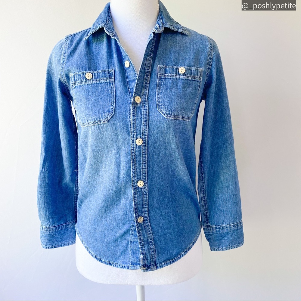 Gap womans m denim button up collar long sleeve top